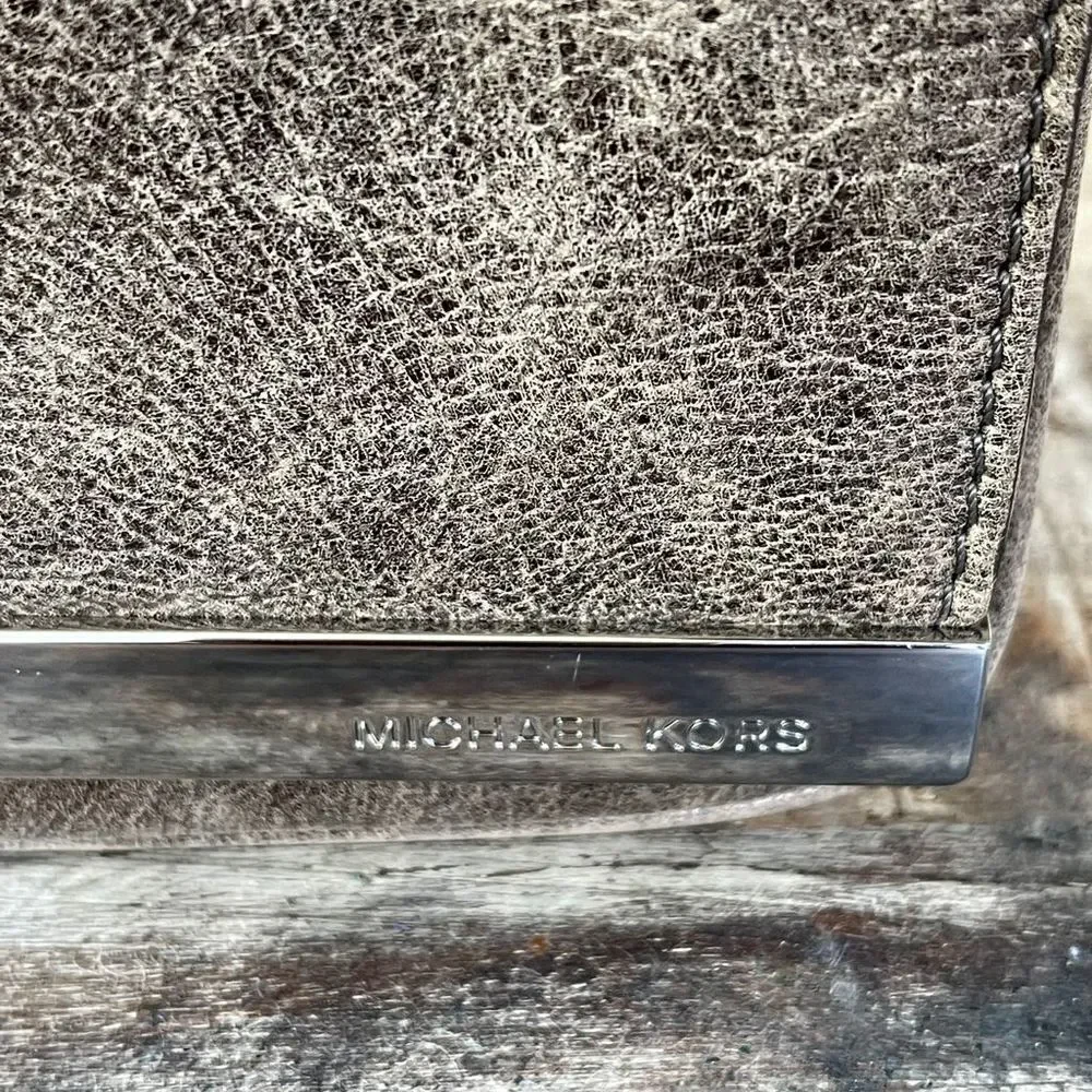 Michael Kors silver pewter gray chain bag clutch